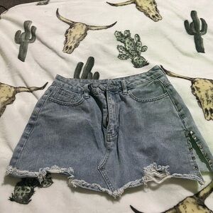 SHEIN Blue Jean Shorts with Frayed Hem